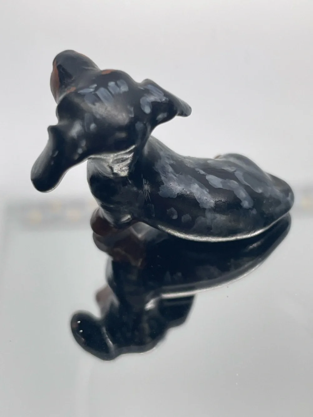 Dapple mini Dachshund Dog Figurine stoneware - Decorative Pet Accent